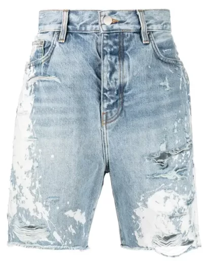 AMIRI Bleached Distressed Painter Shorts Clay Indigo