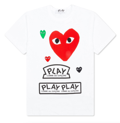 CDG Play Multi Logo Red Heart T-shirt White