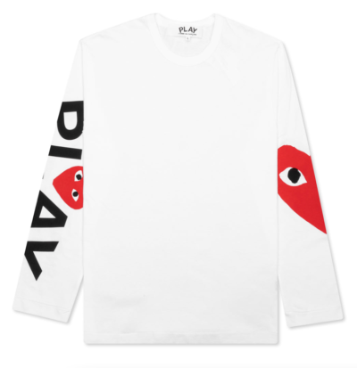 CDG Play Red Big Heart L/S T-shirt White