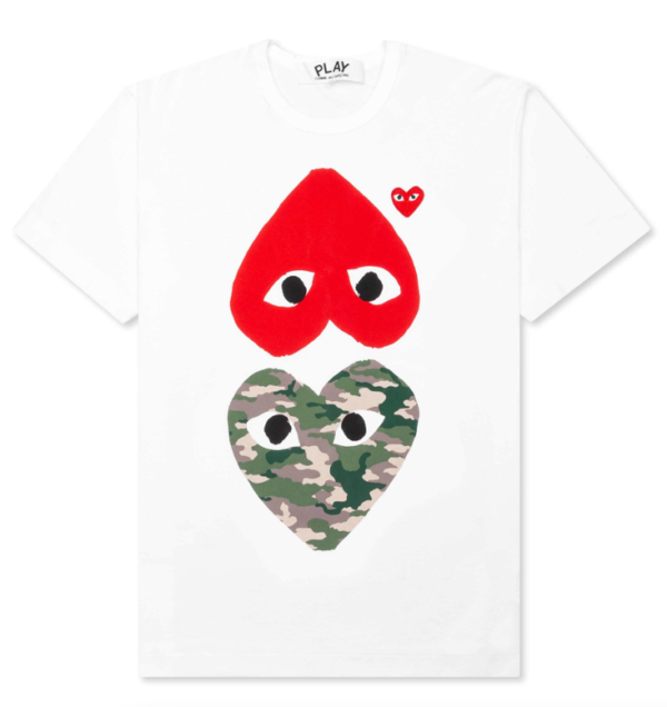 CDG Play Camouflage Mirror Heart T-shirt White