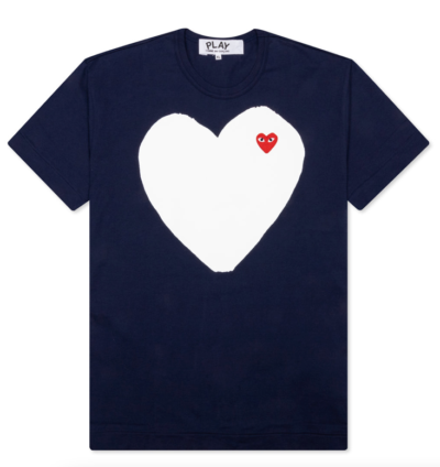 CDG Play White Heart T-shirt Navy