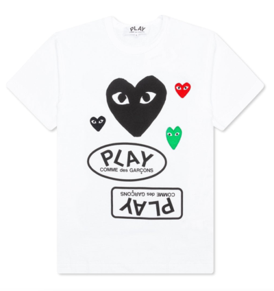 CDG Play Black Multi Logo T-shirt White