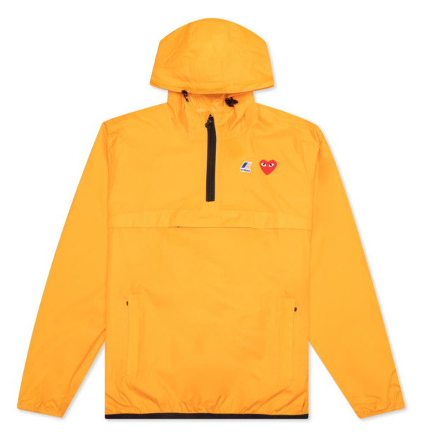 CDG Play X K Way Half Zip Packable Jacket Orange