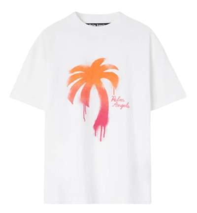 Palm Angels Sprayed Palm Classic T-Shirt White/Fuchsia