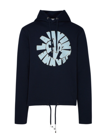 Lanvin Spiral Logo Printed Hoodie Midnight Blue