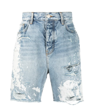 AMIRI Bleached Distressed Painter Shorts Clay Indigo