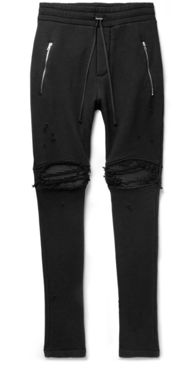 AMIRI MX1 Slim-Fit Tapered Paneled Loopback Cotton Jersey Biker Sweatpants Black