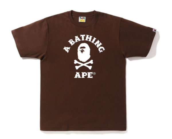 BAPE Ape Crossbone College Tee Brown