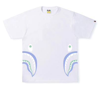 BAPE Glow in the Dark Side Shark Tee White