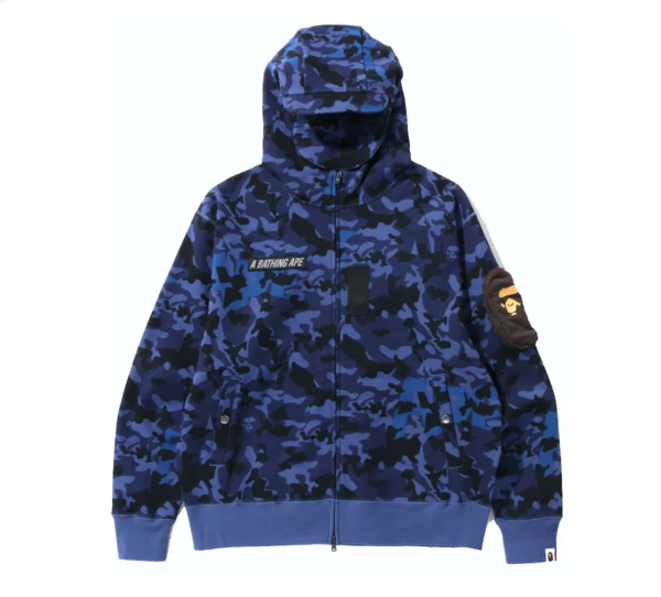 BAPE Sand Camo Military Relaxed Fit Full Zip Mask Hoodie Navy