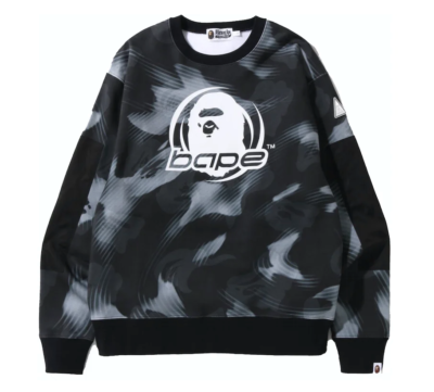 BAPE Stroke Camo Relaxed Fit Crewneck Black