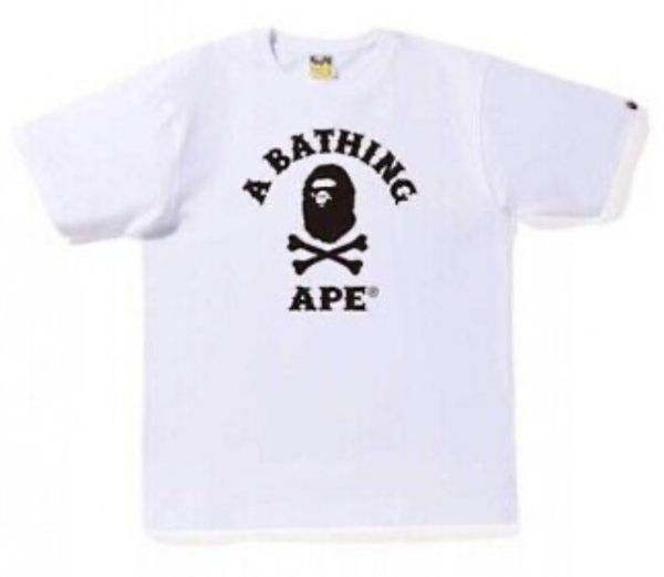 BAPE Ape Crossbone College Tee White