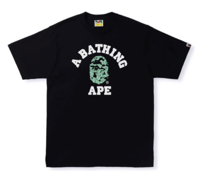 BAPE Glow in the Dark Camo College Tee Black