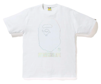 BAPE Hologram By Bathing Outline Tee White