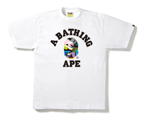 BAPE Multi Camo College Tee White