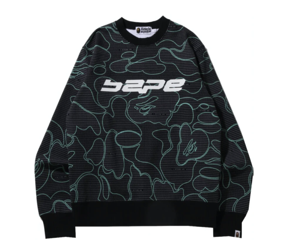 BAPE Text Code Camo Crewneck Black