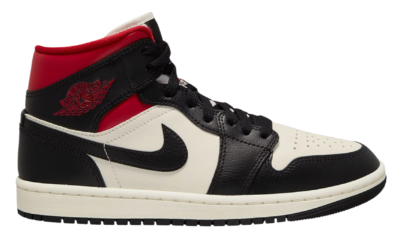 Air Jordan 1 Mid Black Sail Gym Red (W)