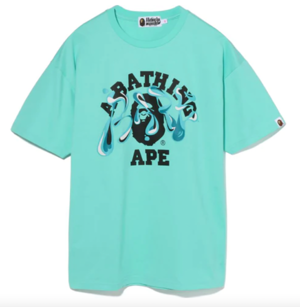 BAPE Marble Camo Liquid College Ladies Tee Green