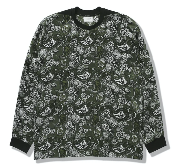 BAPE BLACK Silk Long Sleeve Tee Olivedrab