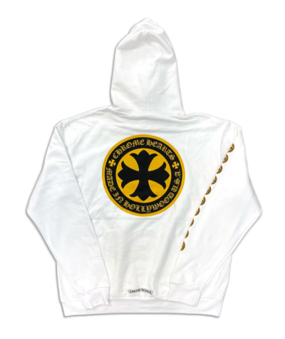 Chrome Hearts Hollywood Yellow Plus Cross Hoodie White