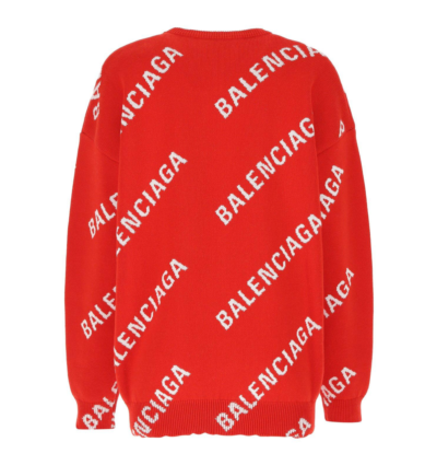 Balenciaga Red Oversized Logo Wool-blend