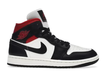 Air Jordan 1 Mid Black Sail Gym Red (W)